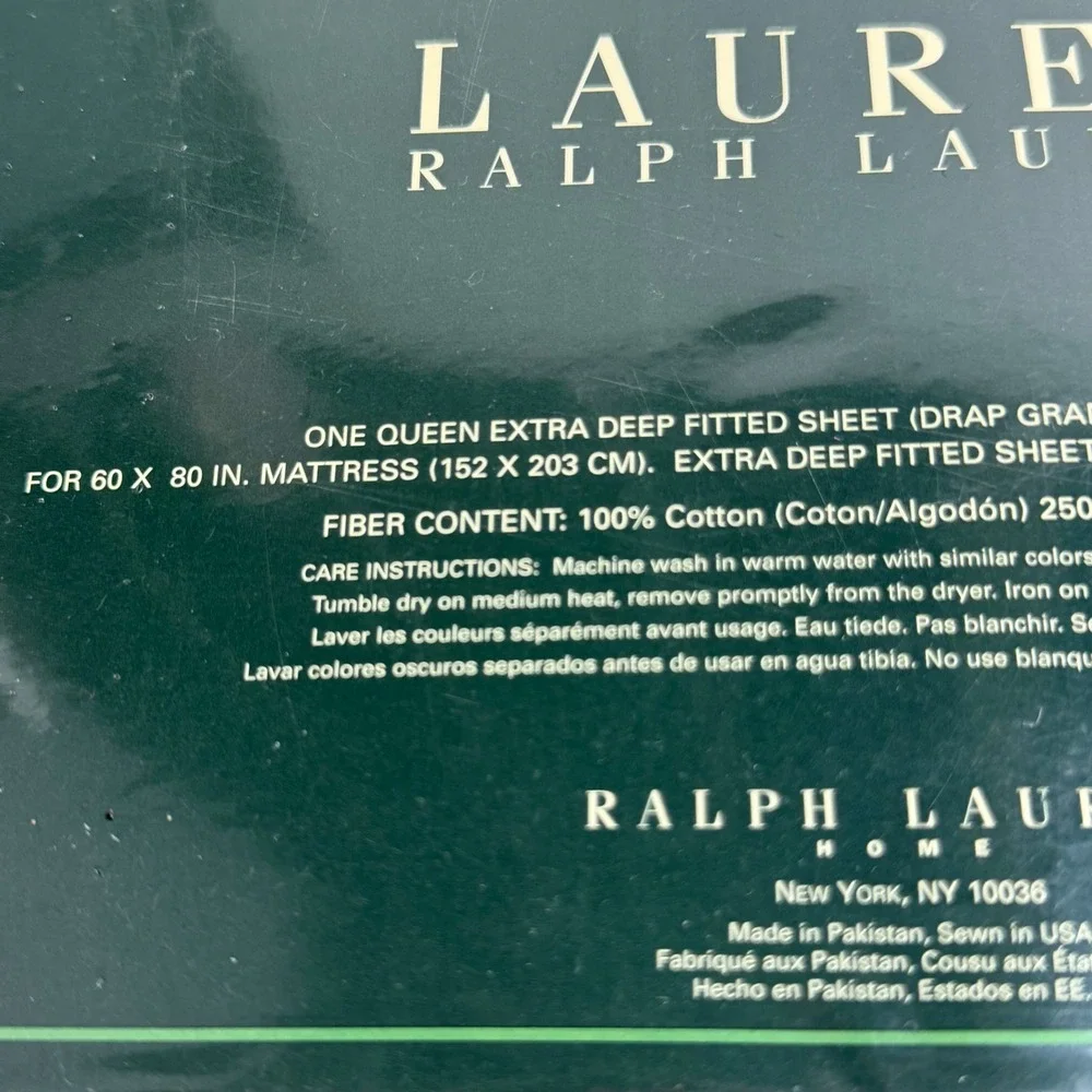 Lauren Ralph Lauren Queen Fitted Sheet Melon Deep Pocket 250TC Cotton New
